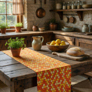 Hexagonal Bee-Themed  Short Table Runner