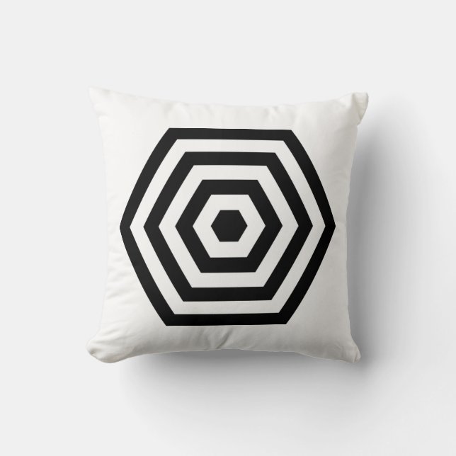 Hexagonal Geometric Shape on White Cushion (Front)