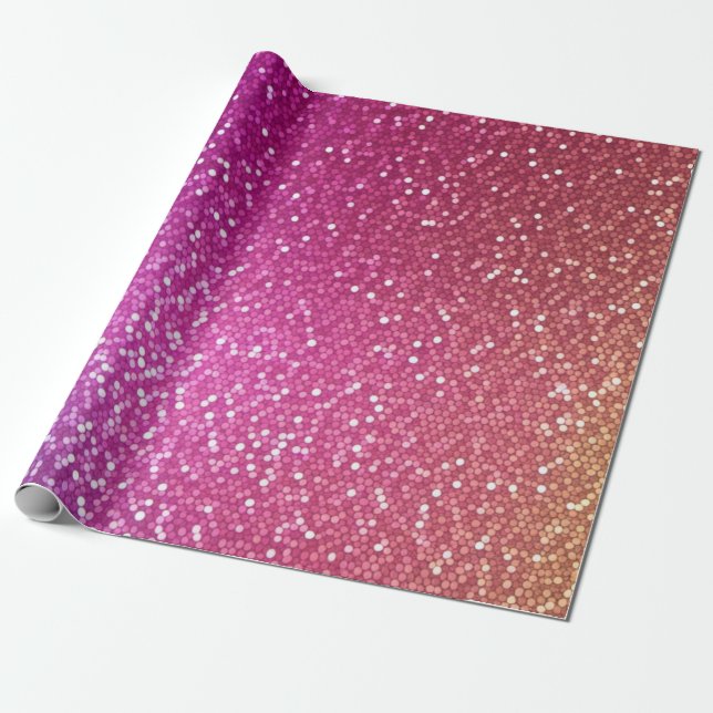 Hexagonal Glitter Rainbow Gradient Wrapping Paper (Unrolled)