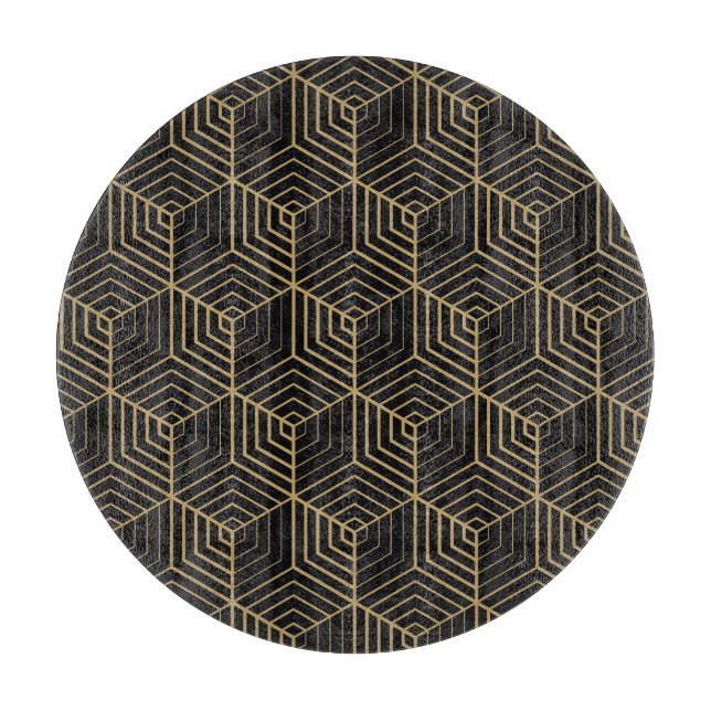 Hexagonal Harmony: Art Deco Elegance Cutting Board (Front)