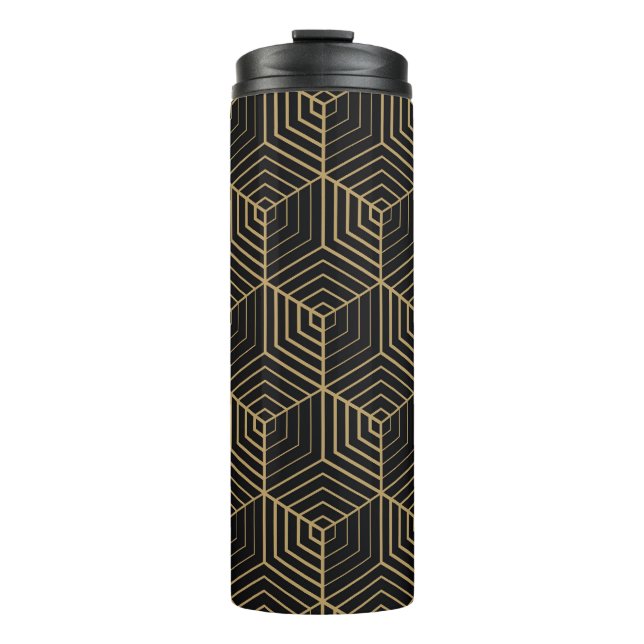 Hexagonal Harmony: Art Deco Elegance Thermal Tumbler (Front)