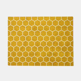 Hexagonal Hexagon Pattern Yellow Doormat