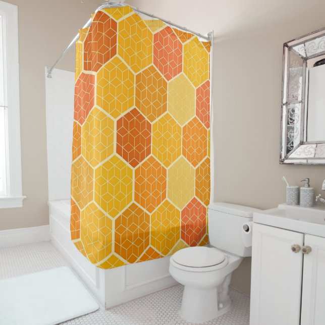 Hexagonal Honeycomb Shower Curtain (In Situ)