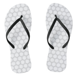 Hexagonal japanese traditional pattern black line flip flops