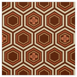 Hexagonal Kimono Print, Brown and Beige Fabric