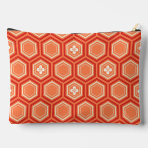 Hexagonal Kimono Print, Mandarin Orange Accessory Pouch
