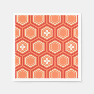 Hexagonal Kimono Print, Mandarin Orange Napkin