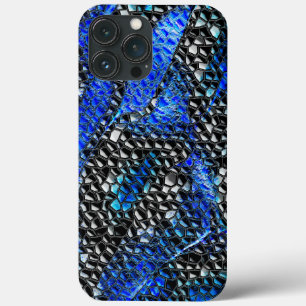 Hexagonal mosaic or blue and grey to black scales iPhone 13 pro max case