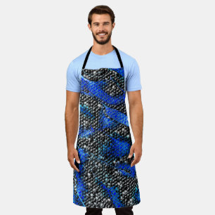 Hexagonal mosaic or fish scales blue and black apron