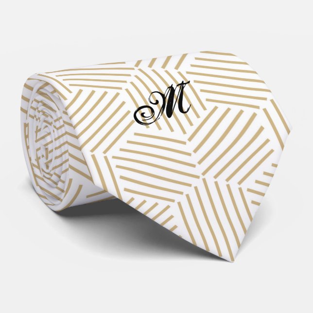 Hexagonal Pattern Custom Initial Tie (Rolled)