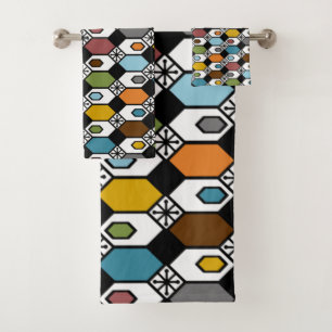 Hexagons and Starbursts Bath Towel Set