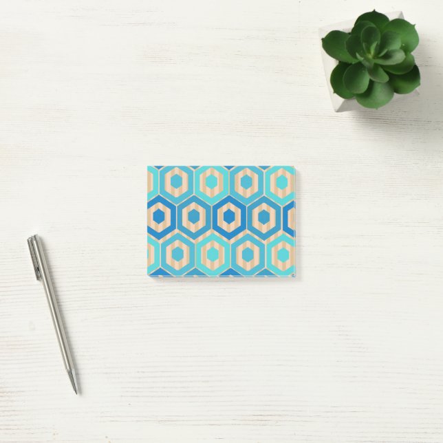 Hexagons and Stripes – Sea and Sand  Post-it Notes (Office)