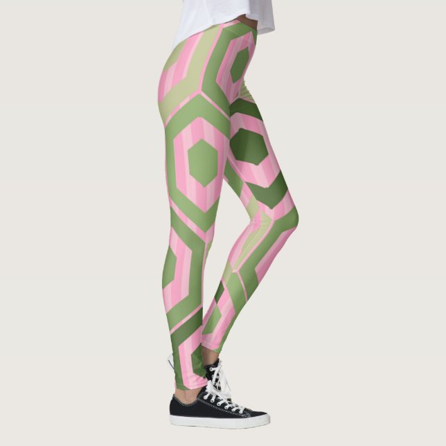 Hexagons and Stripes – Spring Blooms Leggings (Right)