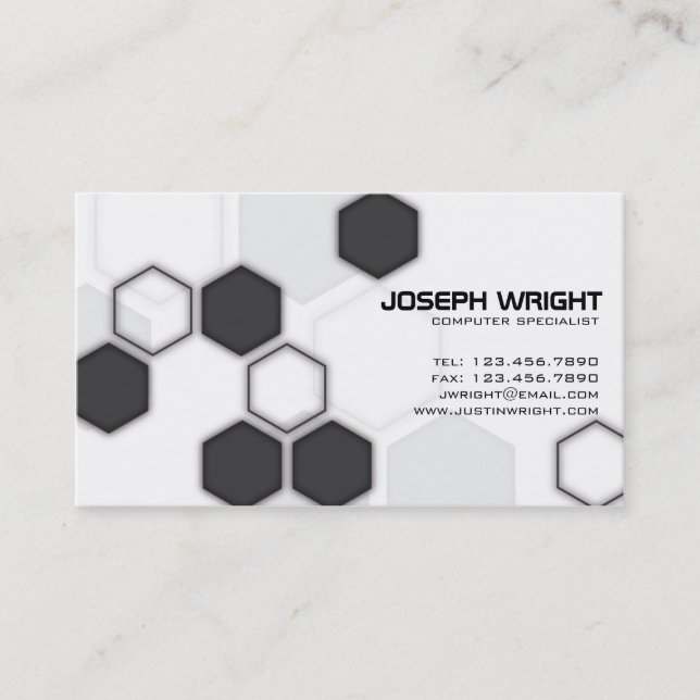 Hexagons - Black Business Card (Front)