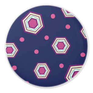 Hexagons Blue Ceramic Pull Knob
