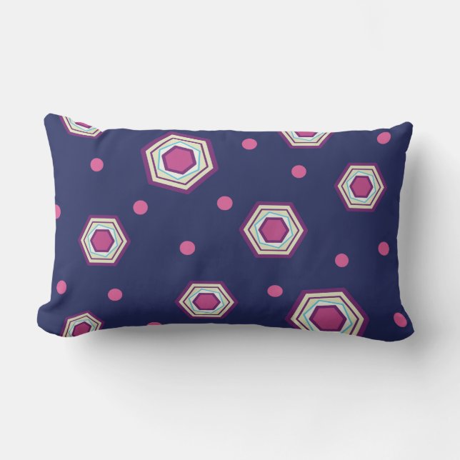 Hexagons Blue Lumbar Pillow (Front)