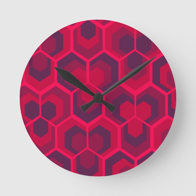 Hexagons Flowers  Round Clock (Front)