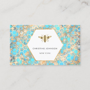 hexagons pattern bee logo business card