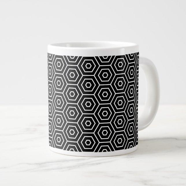 Hexagons texture geometric pattern large coffee mug (Front Right)
