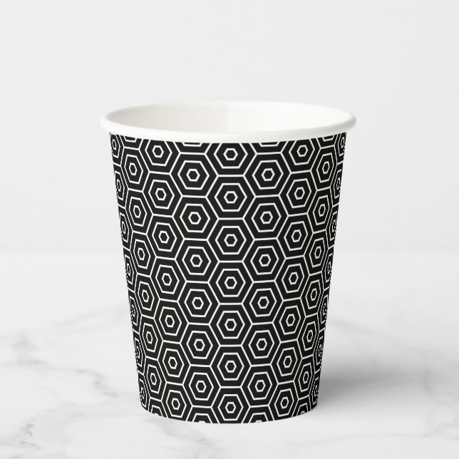 Hexagons texture geometric pattern paper cups (Left)