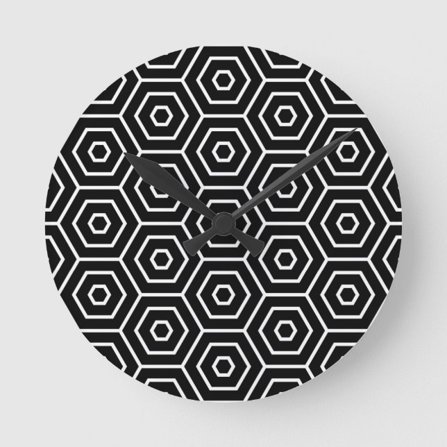 Hexagons texture geometric pattern round clock (Front)