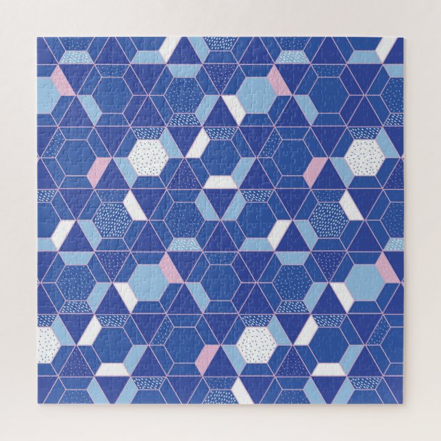 Hexagons, triangles: geometric abstract pattern. jigsaw puzzle (Vertical)