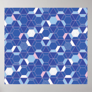 Hexagons, triangles: geometric abstract pattern. poster