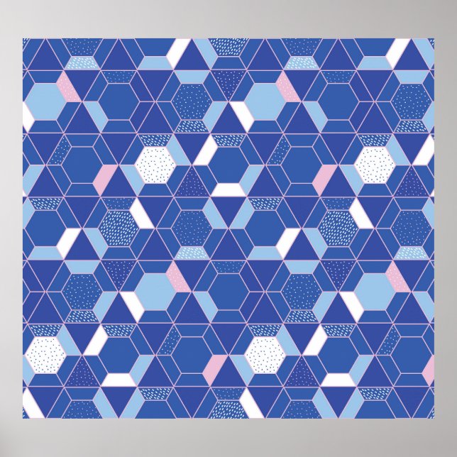 Hexagons, triangles: geometric abstract pattern. poster (Front)