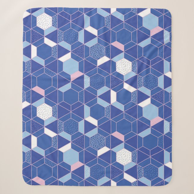 Hexagons, triangles: geometric abstract pattern. sherpa blanket (Front)