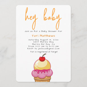 Hey Baby Orange Shower Invitation