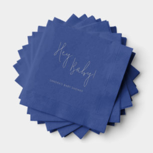 Hey Baby Personalised Name Modern Script Foil Napkins