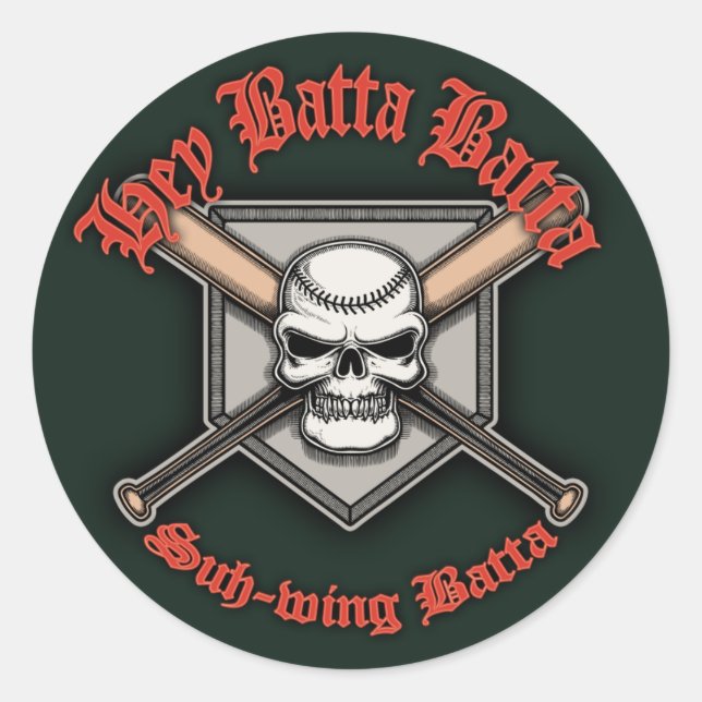 Hey Batta Batta -red Classic Round Sticker (Front)