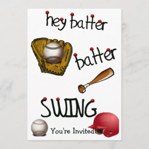 Hey Batter Batter Birthday Universal Party Invitation