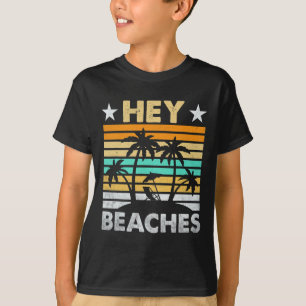 Hey Beaches Hola Retro Sunset Funny Beach Vacation T-Shirt
