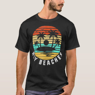 Hey Beaches Hola Retro Sunset Funny Beach Vacation T-Shirt
