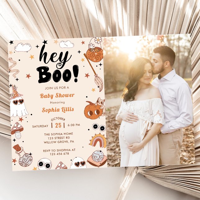 Hey Boo Baby Shower Halloween Photo Invitation (Creator Uploaded)