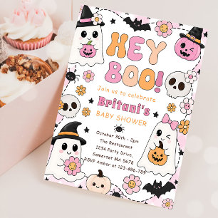 Hey Boo baby shower pink Invitation