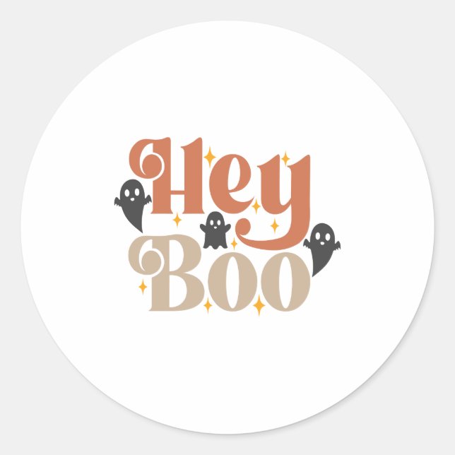 Hey Boo Boho Halloween Hey Boo Ghost Classic Round Sticker (Front)