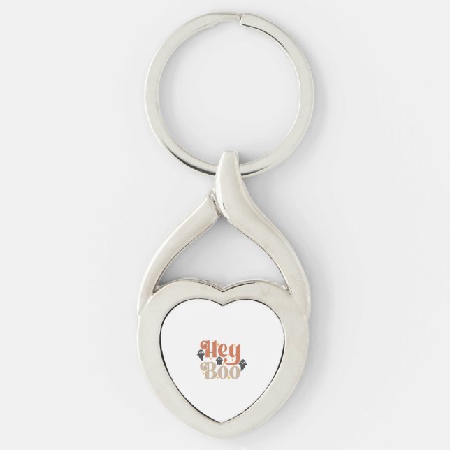 Hey Boo Boho Halloween Hey Boo Ghost Key Ring (Front)