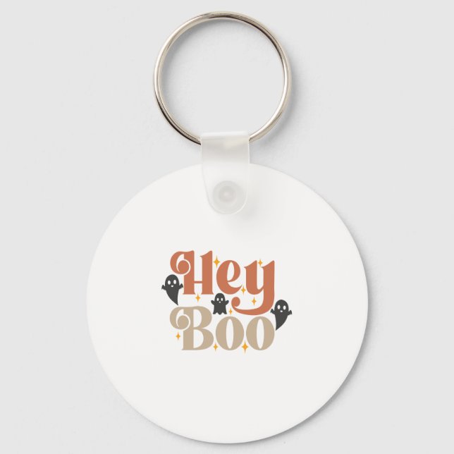 Hey Boo Boho Halloween Hey Boo Ghost Key Ring (Front)