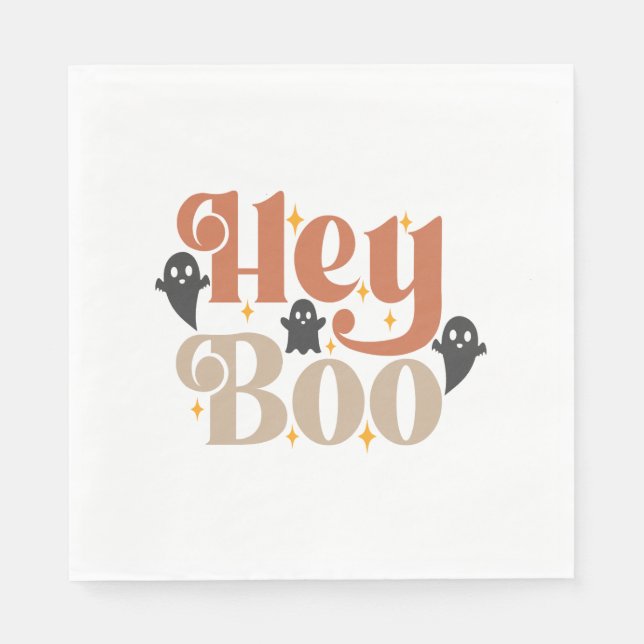 Hey Boo Boho Halloween Hey Boo Ghost Napkin (Front)