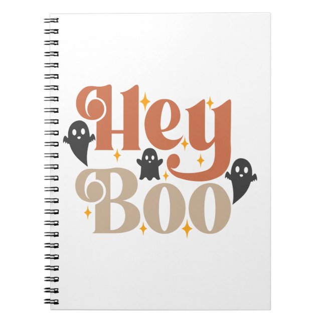 Hey Boo Boho Halloween Hey Boo Ghost Notebook (Front)