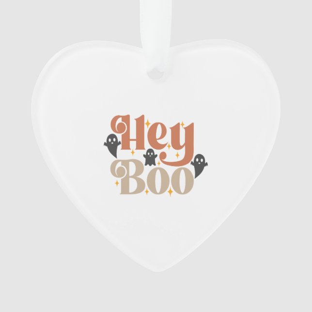 Hey Boo Boho Halloween Hey Boo Ghost Ornament (Front)