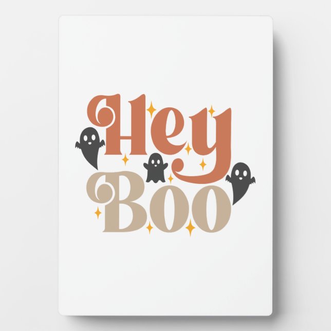 Hey Boo Boho Halloween Hey Boo Ghost Plaque (Front)