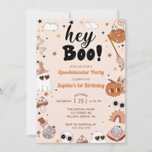 Hey Boo Brithday Halloween Invitation