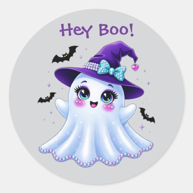 Hey Boo! Classic Round Sticker (Front)