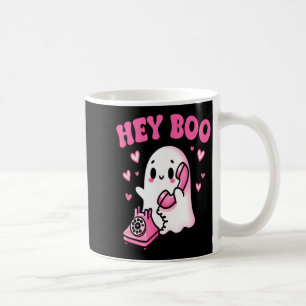 Hey Boo cute ghost on phone funny Halloween Coffee Mug