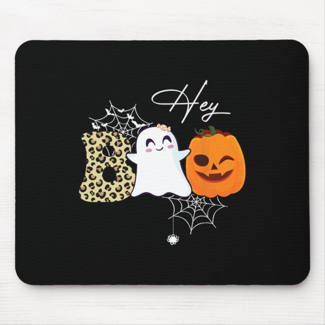Hey Boo Cute Ghost Pumpkin Face Halloween  Mouse Mat (Front)