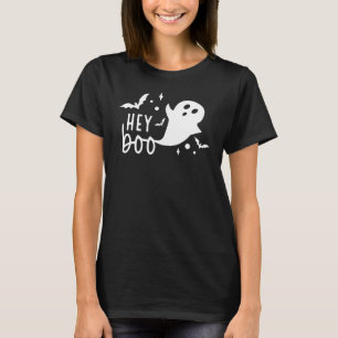 Hey Boo Cute Ghost Spooky Season Pumkin Boo Crew H T-Shirt
