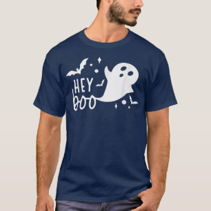 Hey Boo Cute Ghost Spooky Season Pumkin Boo Crew H T-Shirt